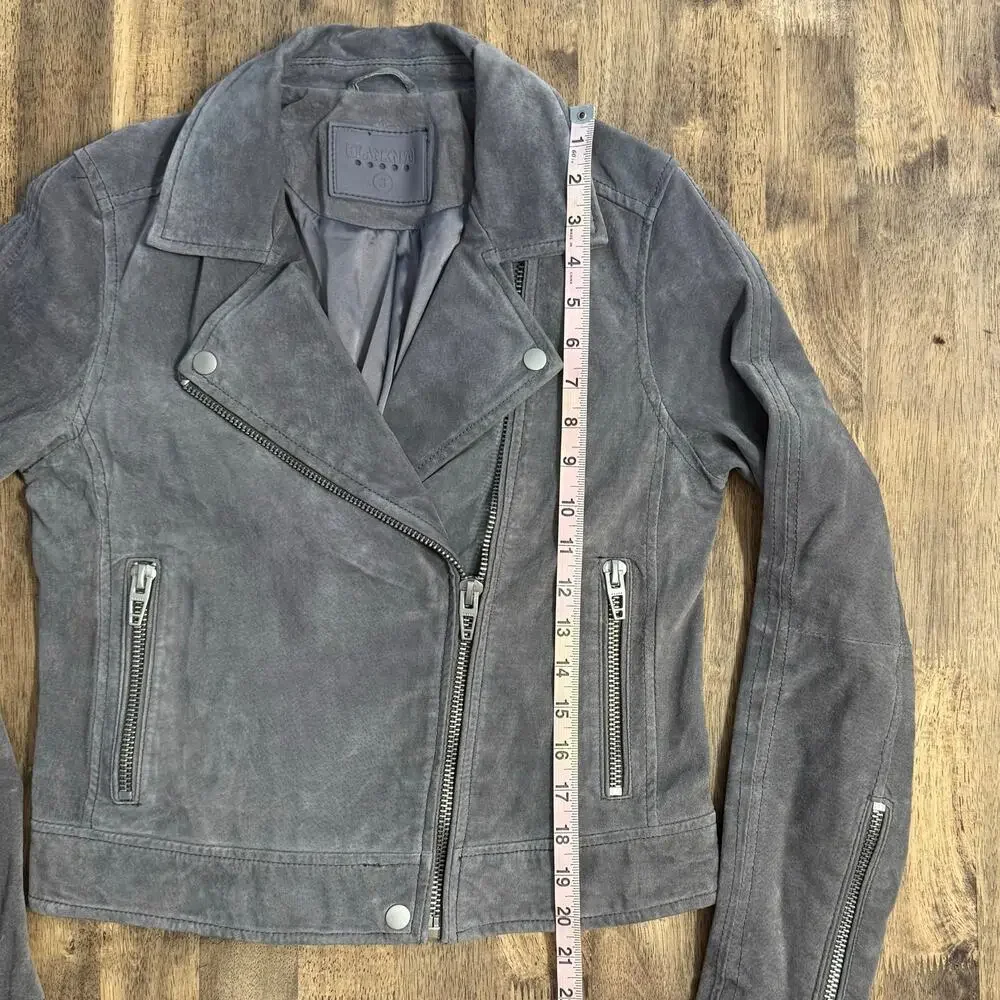 [BLANKNYC] Jacket 100% Suede Leather Moto Asymmetrical Zip Crop Gray Size Small